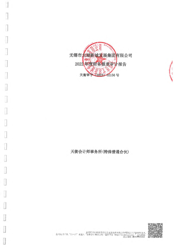 无锡市太湖新城发展集团有限公司公司债券2022年年度财务报表及附注