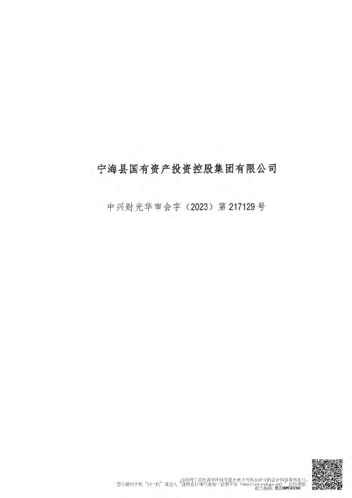 宁海县国有资产投资控股集团有限公司2022年经审计的财务报告