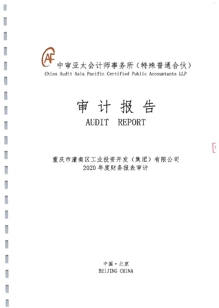 重庆市潼南区工业投资开发(集团)有限公司2020年度经审计的合并及母公司财务报告