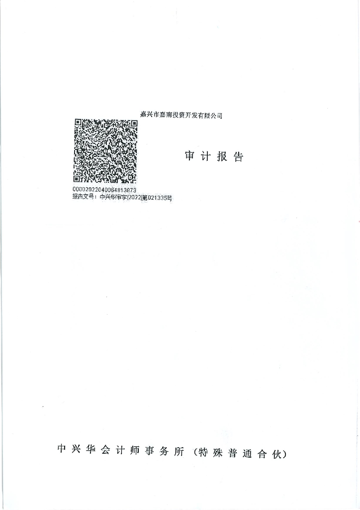 嘉兴市嘉南投资发展有限公司2021年度经审计的合并及母公司财务报告