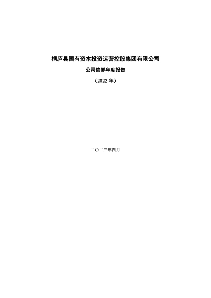 桐庐县国有资本投资运营控股集团有限公司2022年年度报告