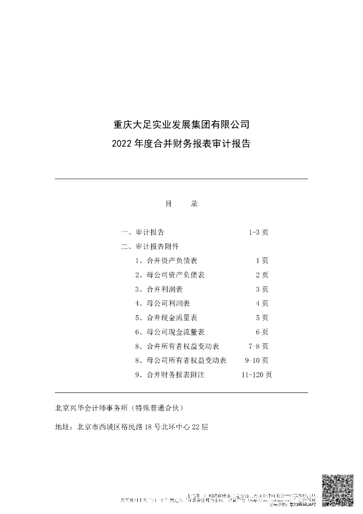 重庆大足实业发展集团有限公司2022合并财务报表审计报告