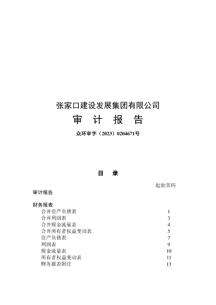 张家口建设发展集团有限公司2022年审计报告