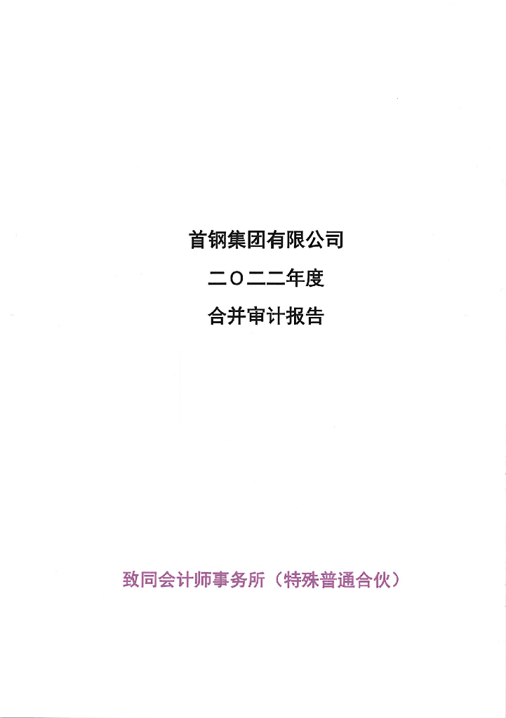 首钢集团有限公司2022年度审计报告