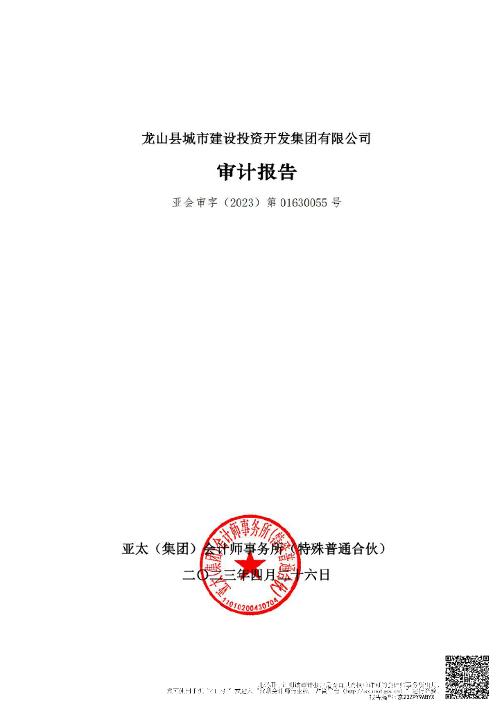 龙山县城市建设投资开发集团有限公司公司债券2022年度财务报表及附注
