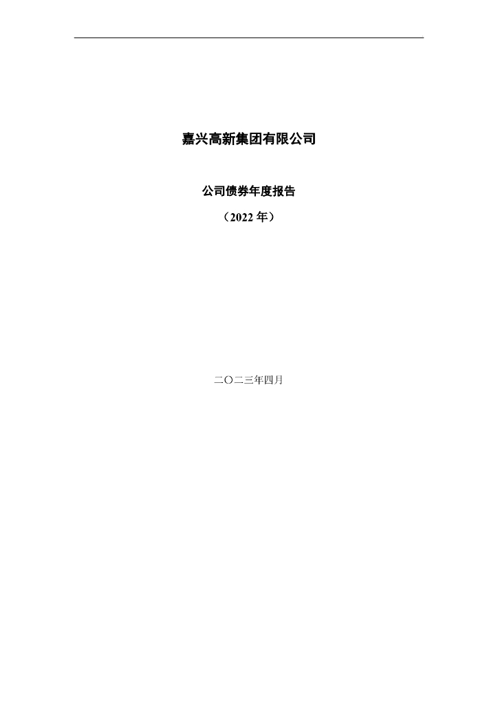 嘉兴高新集团有限公司2022年公司债券年报