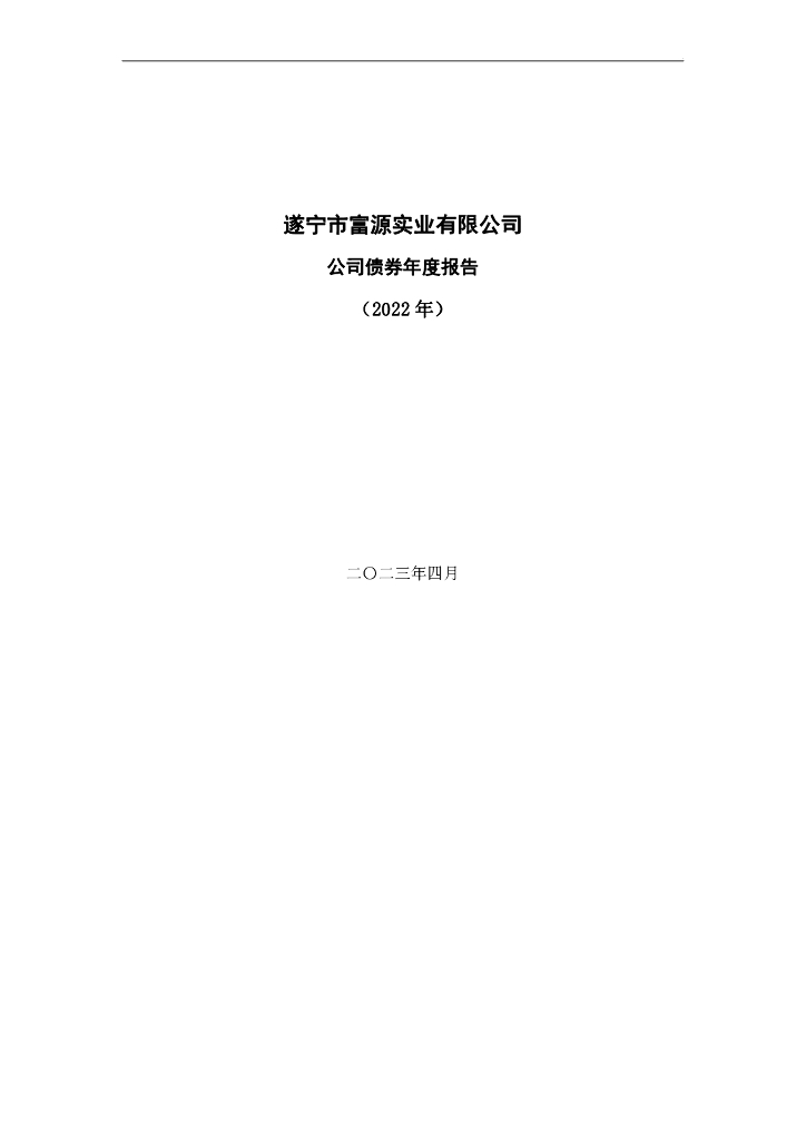 遂宁市富源实业有限公司公司债券年度报告(2022年)