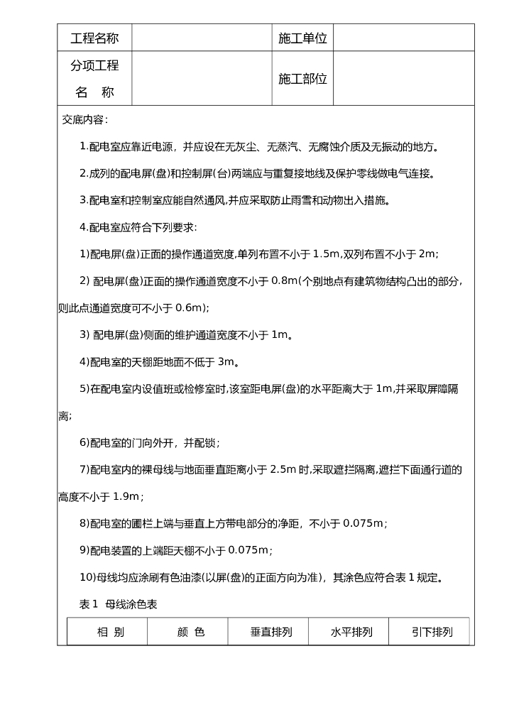 配电室建设和管理安全技术交底