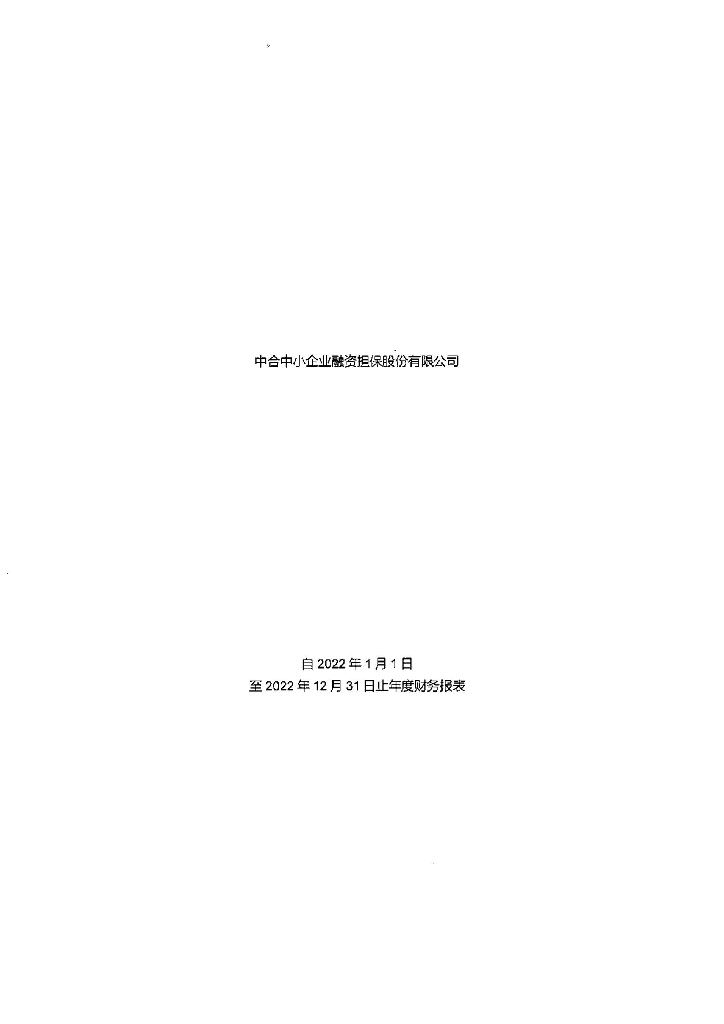 毕节市建设投资有限公司公司债券2022年度担保人财务报告及附注(中合中小企业担保股份有限公司)