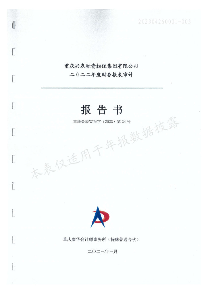 重庆市铜梁区龙廷城市开发建设有限公司2022年年度担保人财务报告及附注(重庆兴农融资担保集团有限公司)