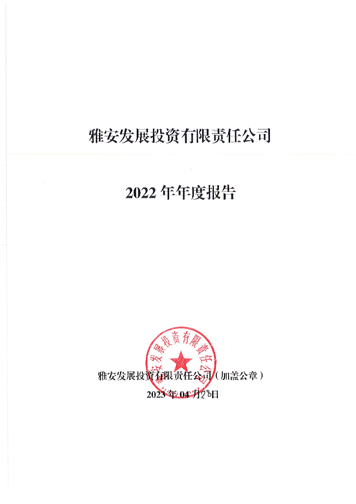 雅安发展投资有限责任公司2022年年度报告