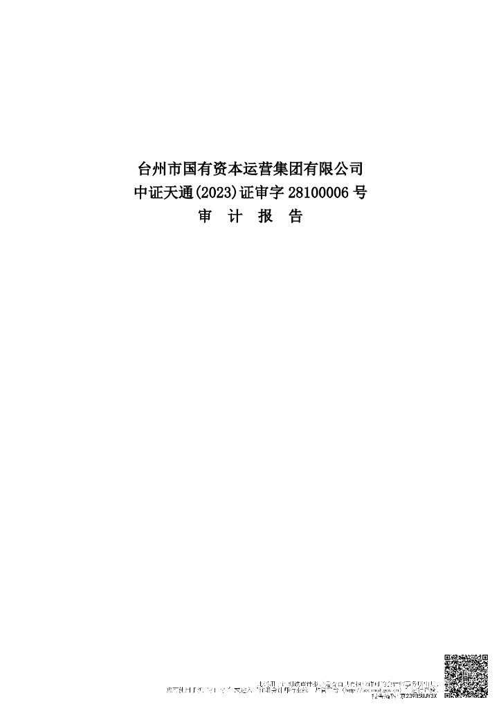 台州市国有资本运营集团有限公司2022年度审计报告