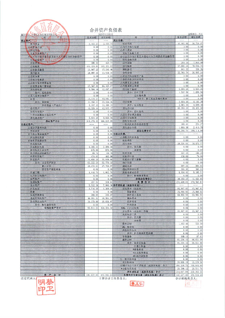 中煤长江地质集团有限公司2023年一季度合并及母公司财务报表