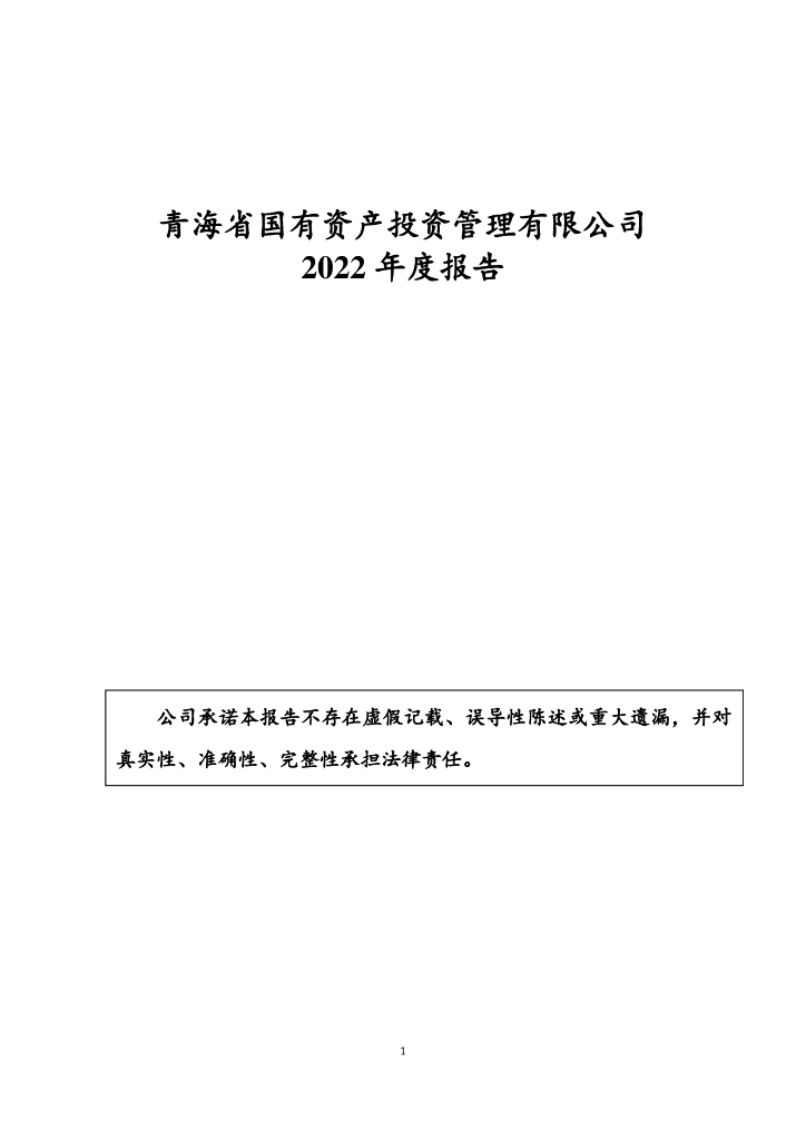 青海省国有资产投资管理有限公司2022年度财务报告