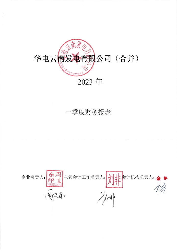 华电云南发电有限公司2023年一季度财务报表