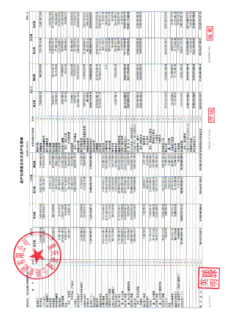 重庆高速公路集团有限公司2023年1季度合并及母公司财务报表