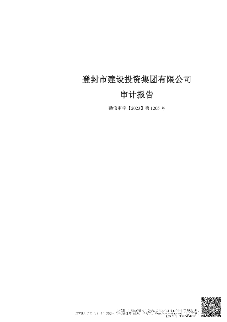 登封市建设投资集团有限公司2022年度审计报告
