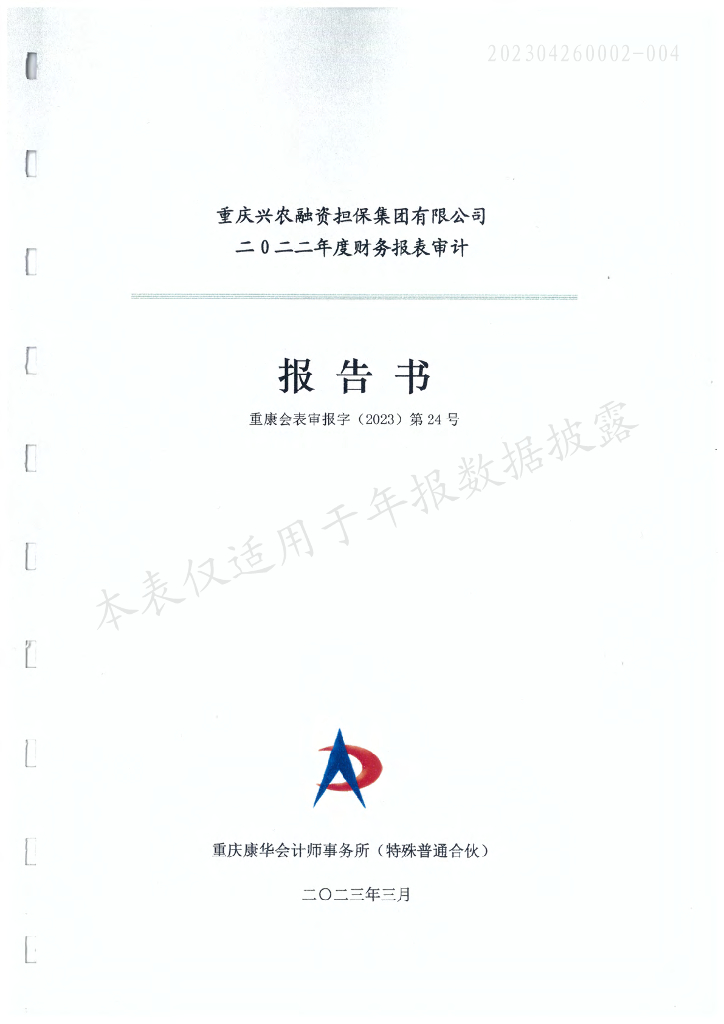 重庆兴农融资担保集团有限公司2022年度财务报表及附注(担保人)
