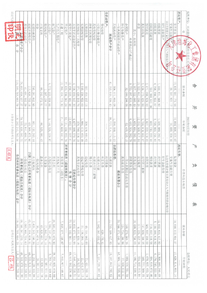 天津渤海<em>化工</em>集团有限责任公司2022年三季度合并及母公司财务报表
