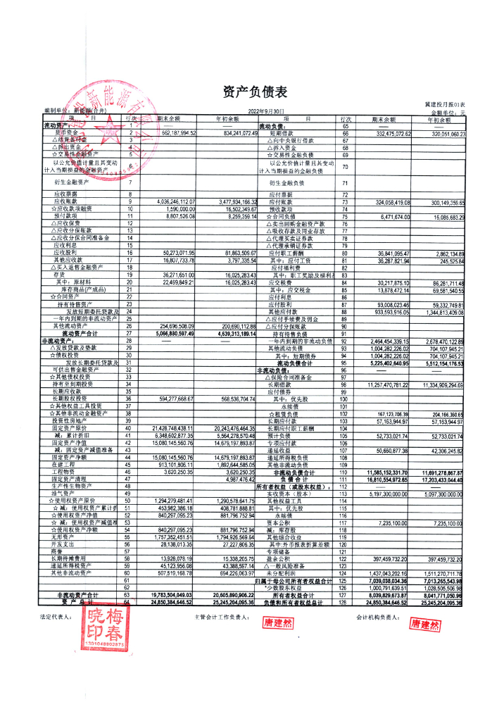 河北建投新<em>能源</em>有限公司2022年三季度财务报表 海报