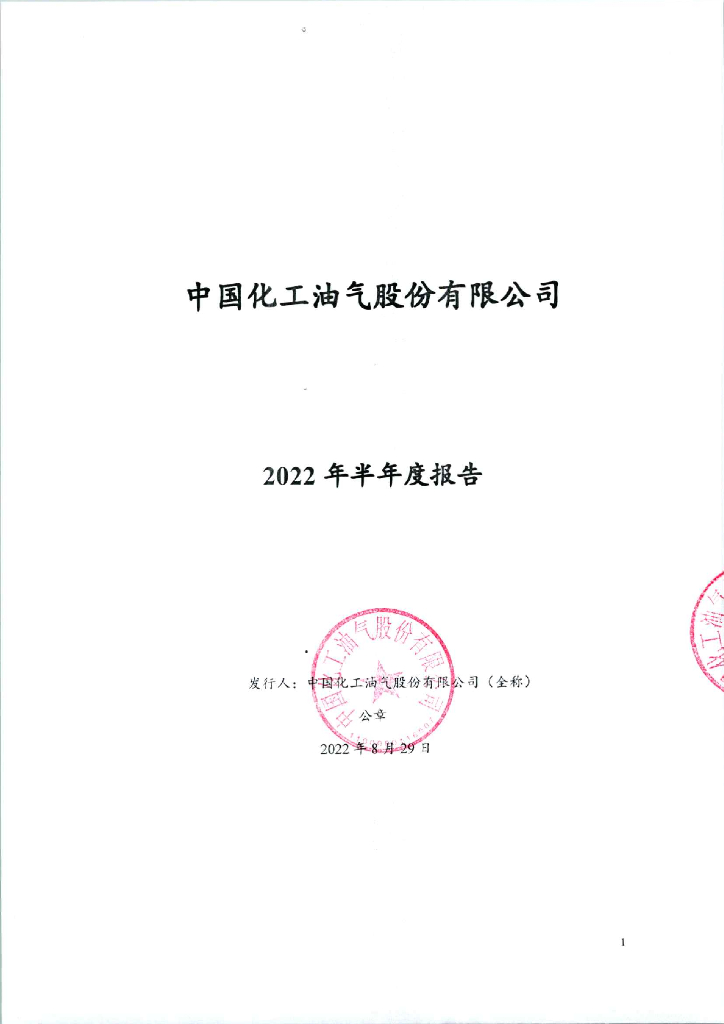 中国<em>化工</em>油气股份有限公司2022年半年度报告