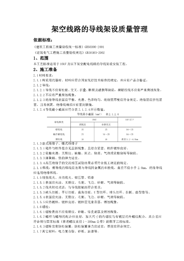 架空线路的导线架设质量管理