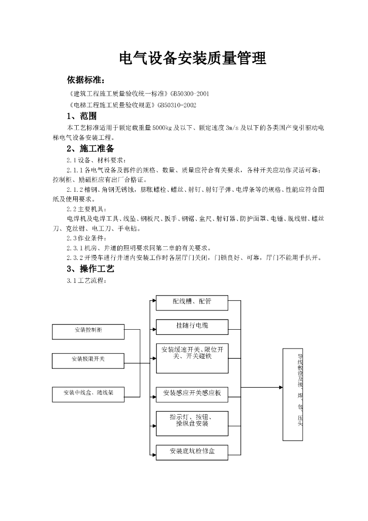 电气设备安装质量管理