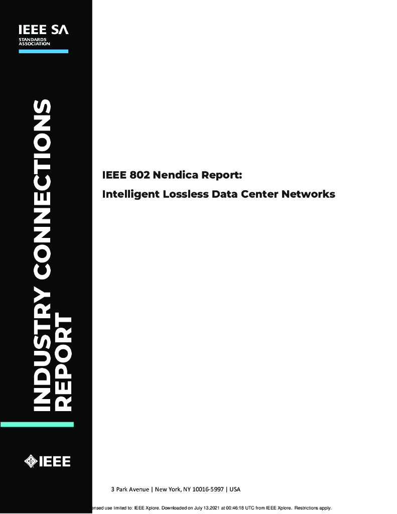 IEEE 802 Nendica Report：Intelligent Lossless Data Center Networks