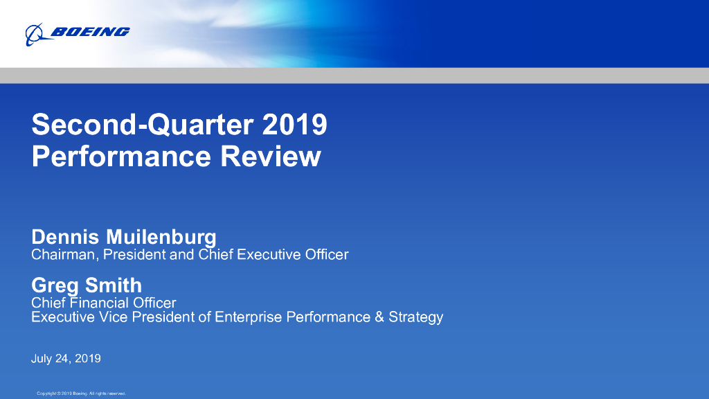 波音（Boeing）：2019年第二季度业绩回顾（英文版）