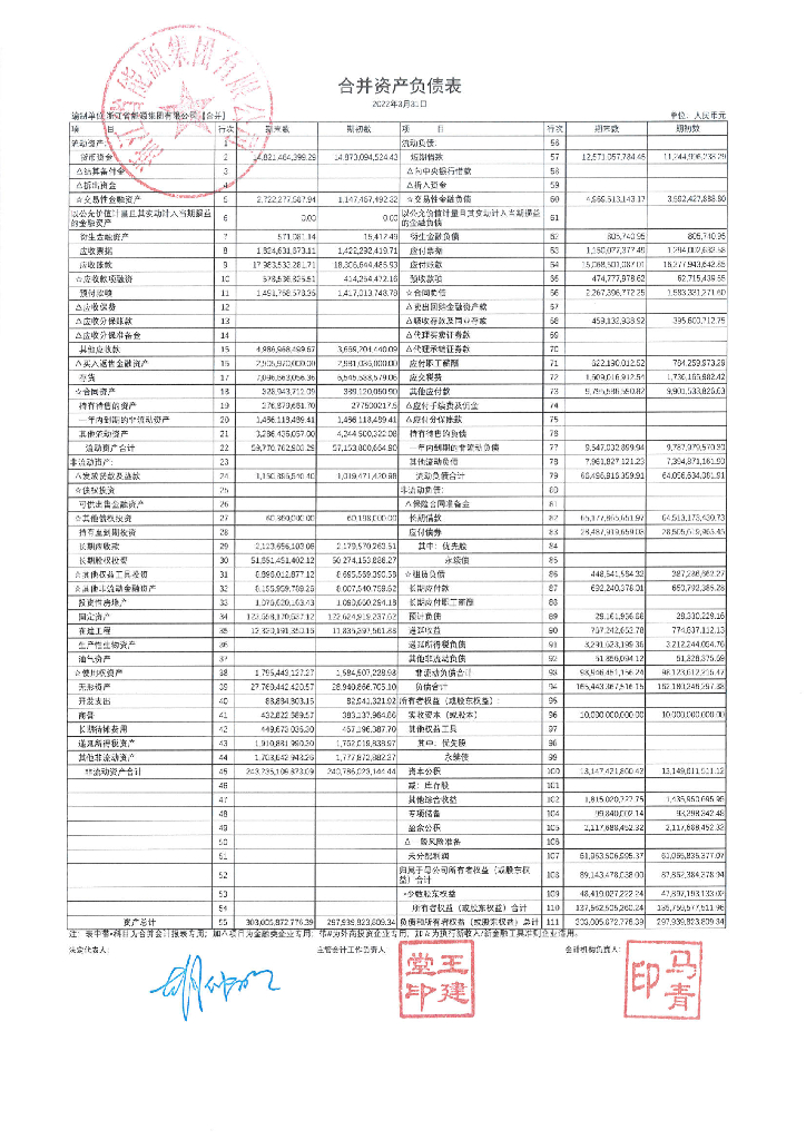 浙江省<em>能源</em>集团有限公司2022年一季度财务报表 海报