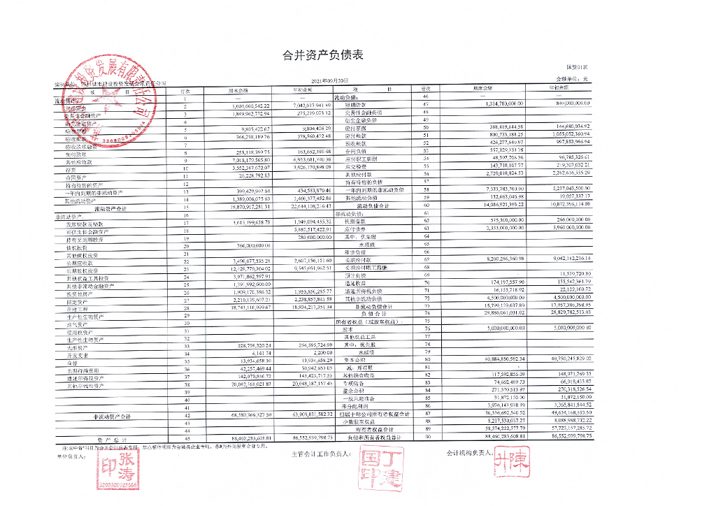 苏州城市建设投资发展有限责任公司2021年三季度财务报表