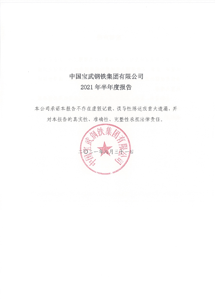 中国宝武<em>钢铁</em>集团有限公司2021年半年度报告