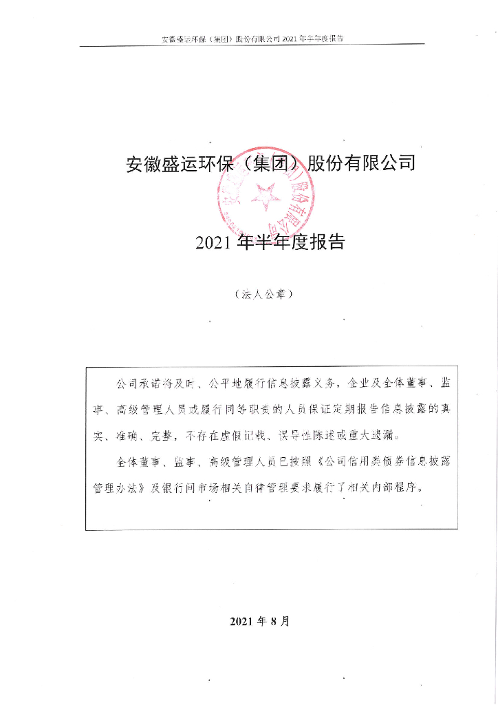 安徽盛运<em>环保</em>(集团)股份有限公司2021年半年度报告