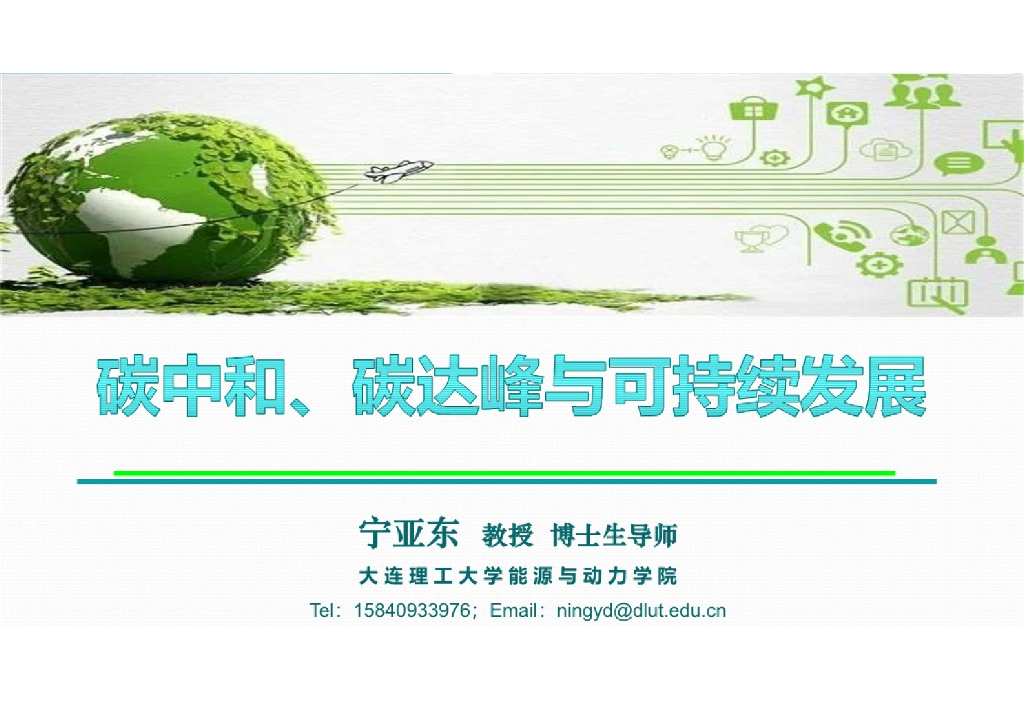 大连理工大学（宁亚东）：碳中和、碳达峰与可持续发展海报