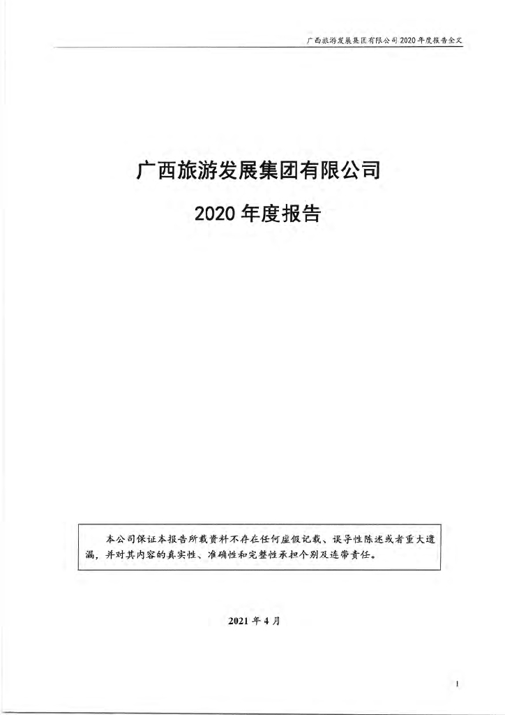 广西<em>旅游</em>发展集团有限公司2020年度经审计的合并及母公司财务报告