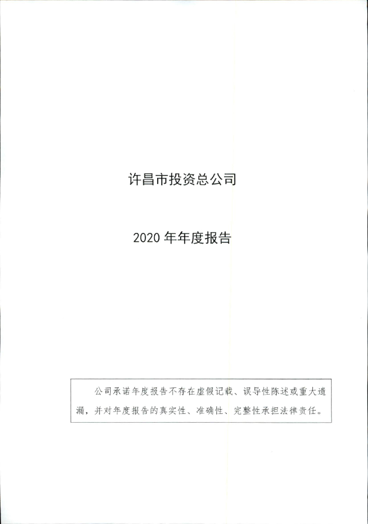 许昌市投资总公司2020年年度报告