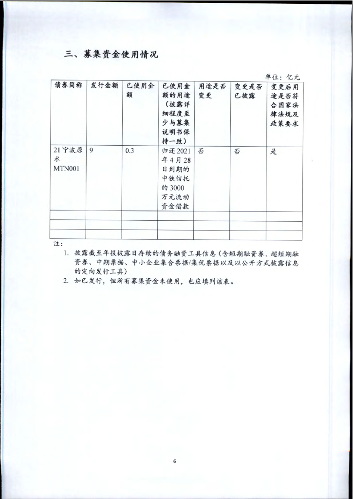 宁波原水有限公司2020年度报告