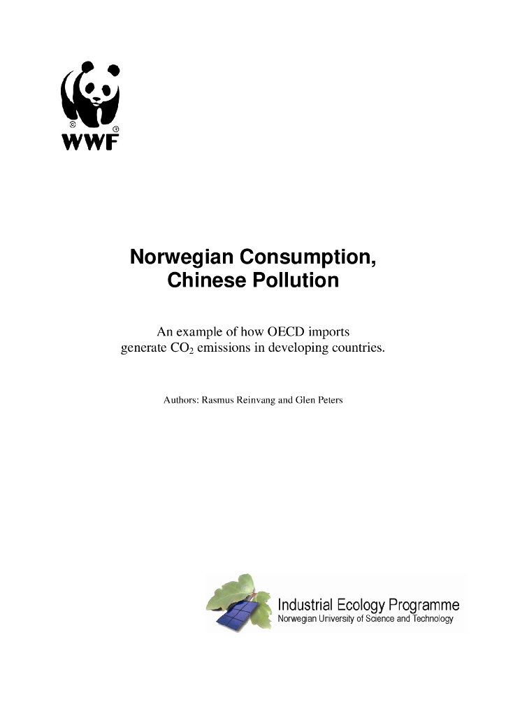 世界自然基金会：挪威消费中国污染（英文版）