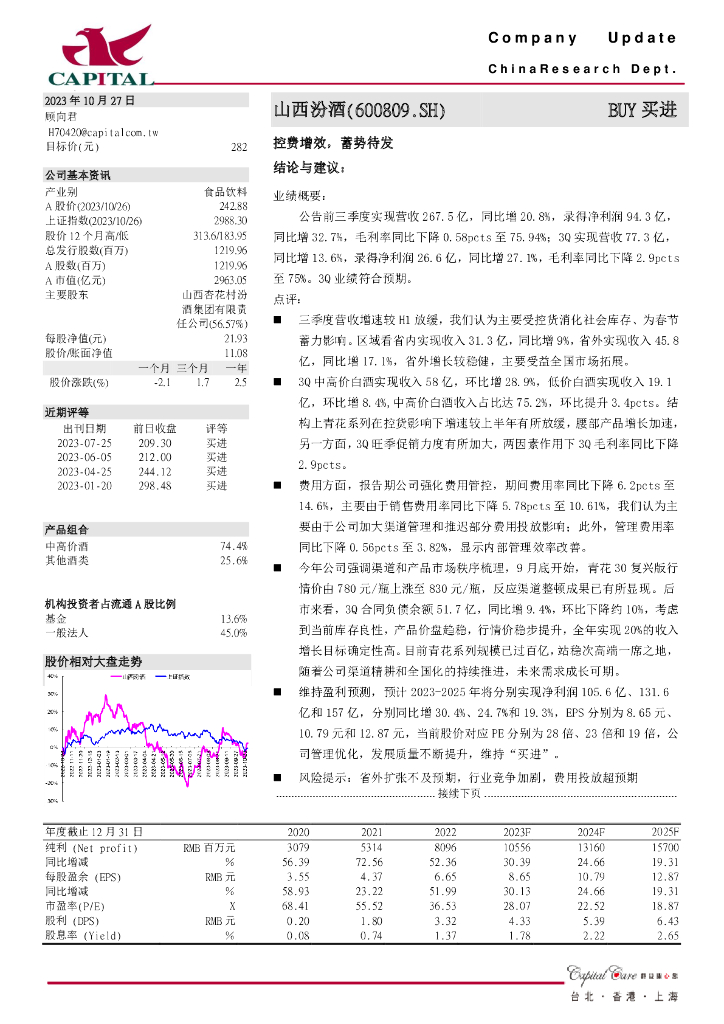 群益证券：山西汾酒（600809）-控费增效，蓄势待发