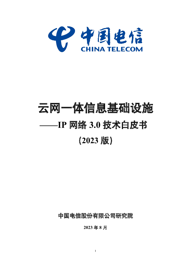 中国电信：云网一体信息基础设施——IP网络3.0技术白皮书（2023版）