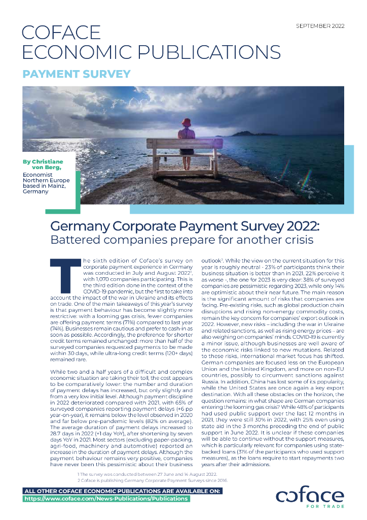GERMANY CORPORATE PAYMENT SURVEY 2022：BATTERED COMPANIES PREPARE FOR ANOTHER CRISIS
