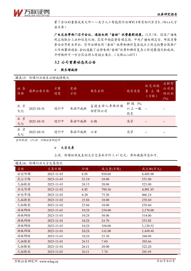万联证券：传媒行业周观点：全球首届人工智能安全峰会在英召开，真人互动游戏创新出圈_第10页