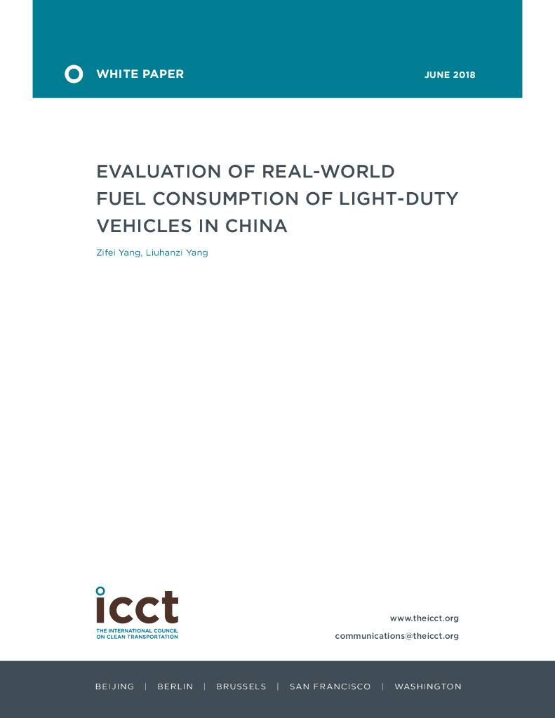 国际清洁交通委员会：Evaluation Of Real World Fuel Consumption Of Light Duty Vehicles In China