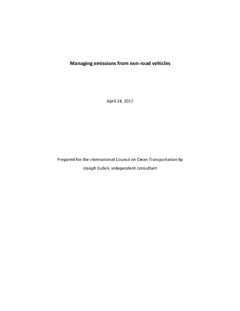 国际清洁交通委员会：Managing emissions from non-road vehicles