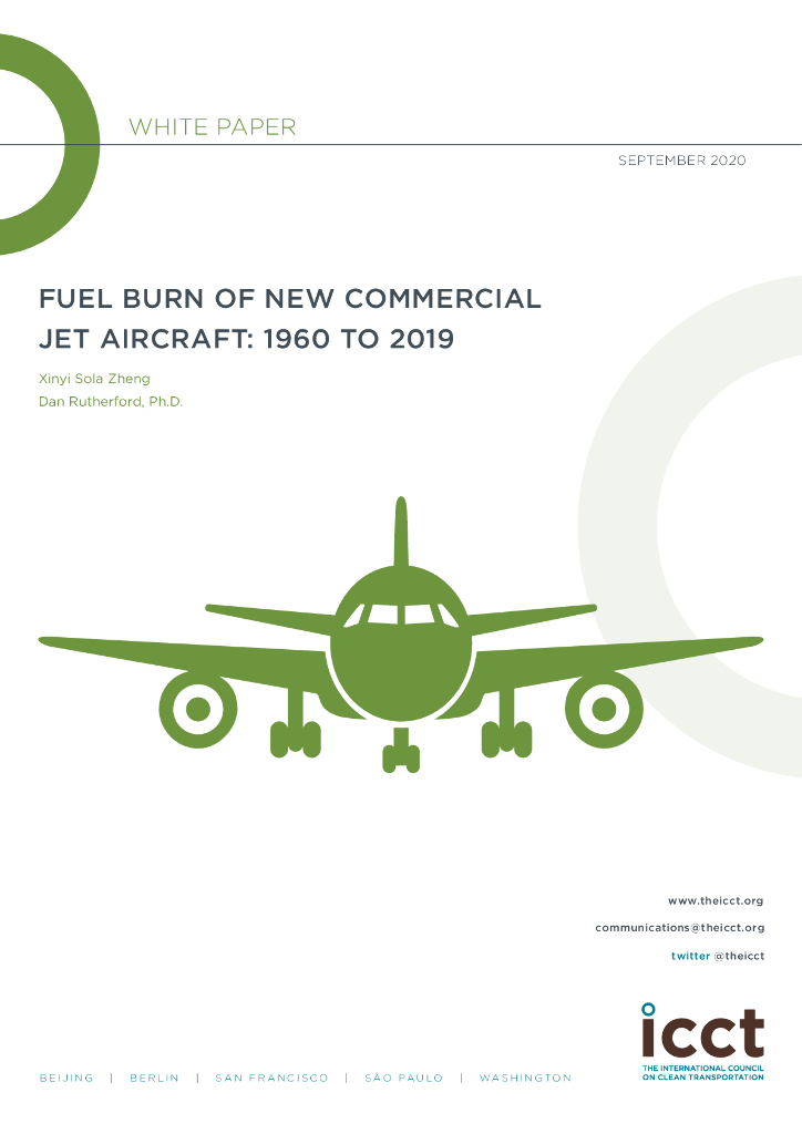 国际清洁交通委员会：Fuel burn of new commercial jet aircraft： 1960 to 2019