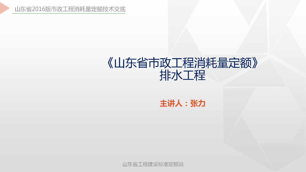 山东省工程建设标准定额站：《山东省市政工程消耗量定额》排水工程