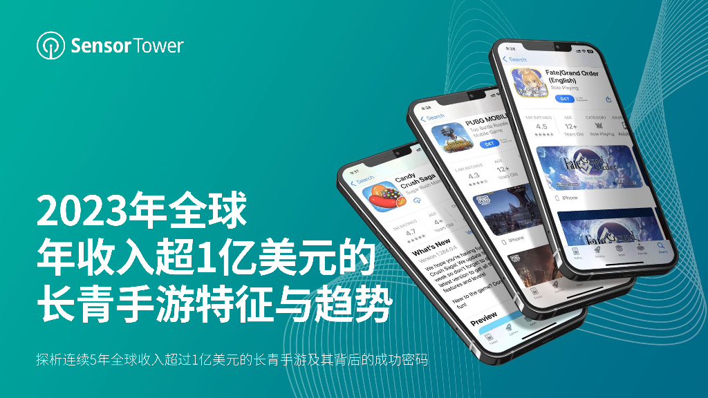 Sensor Tower：2023年全球年收入超1亿美元的长青手游特征与趋势报告