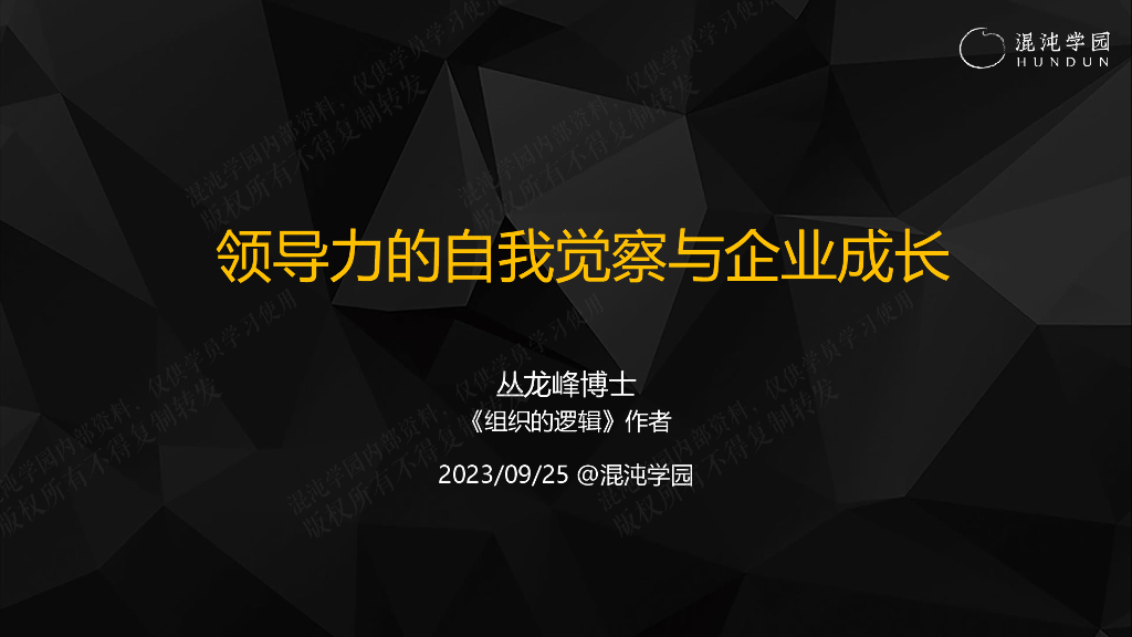 混沌学园：2023领导力的自我察觉与企业成长报告