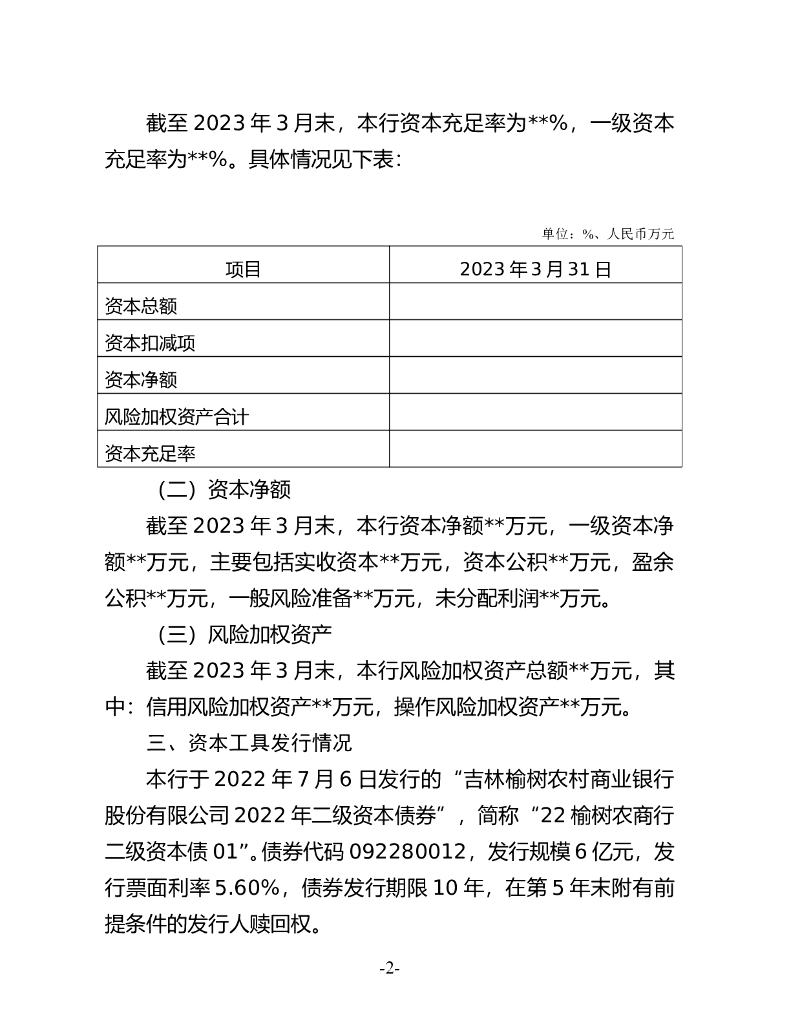 联合资信：吉林榆树农村商业银行股份有限公司2023年1季度信息披露报告.doc - 外唐智库