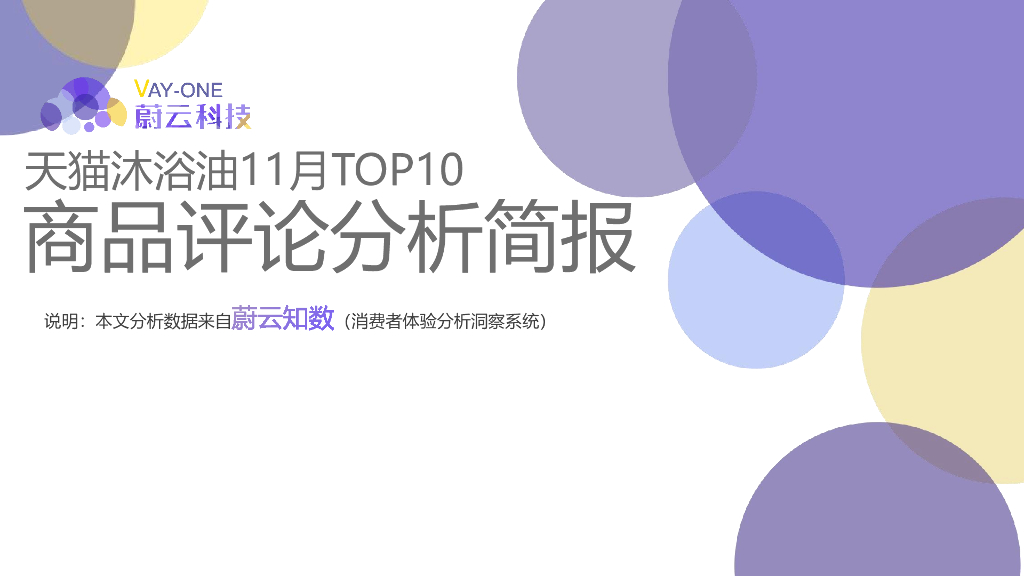 蔚云科技：天猫沐浴油11月TOP10商品评论分析简报